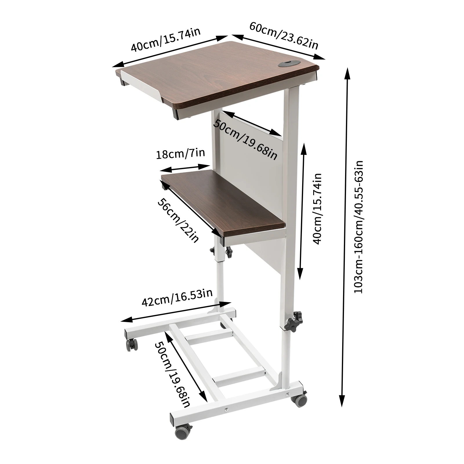 Mobile Stand Up Podium with Wheels, Portable Heavy Duty Desk, Height Adjustable Church Pulpit or Ceremony