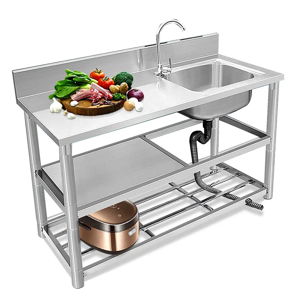 Outdoor Portable Stainless Steel Garden Sink Freestanding Commercial Kitchen Sink