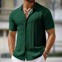 Polo en tricot décontracté pour homme, manches courtes, boutonné, couleur unie, tricot texturé, léger, pour le quotidien et les occasions professionnelles 1