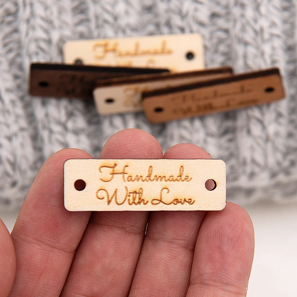 Rectangular Wooden Label, Wooden Buttons, Personalized,Wood Name Tag, Gift Tags, Laser Engraved, DIY Wood Craft