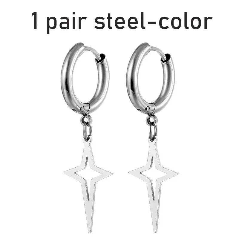 Pendant Earrings 1 Pair Steel Cross For Men Women Stainless Steel Popular Style Collection Hip Hop Jewelry