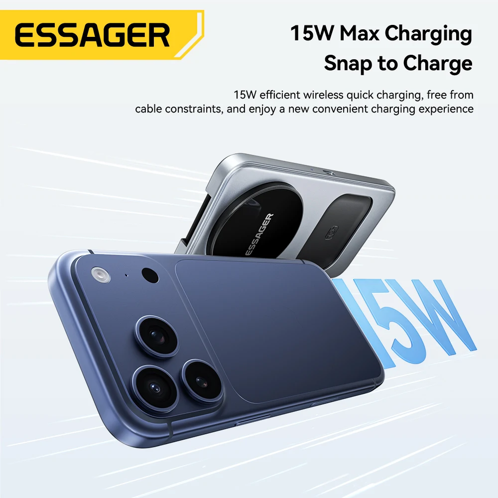 ESSAGER 15W 3-in-1 Magnetic Wireless Charging Station Foldable Charger Stand for iPhone AirPods Watch Phone Holder Fast Charger