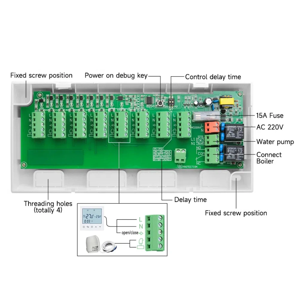 Термостат системы отопления зоны Beok для водяного пола и газового котла, контроллер термостата, 8-зонный с приводом 4