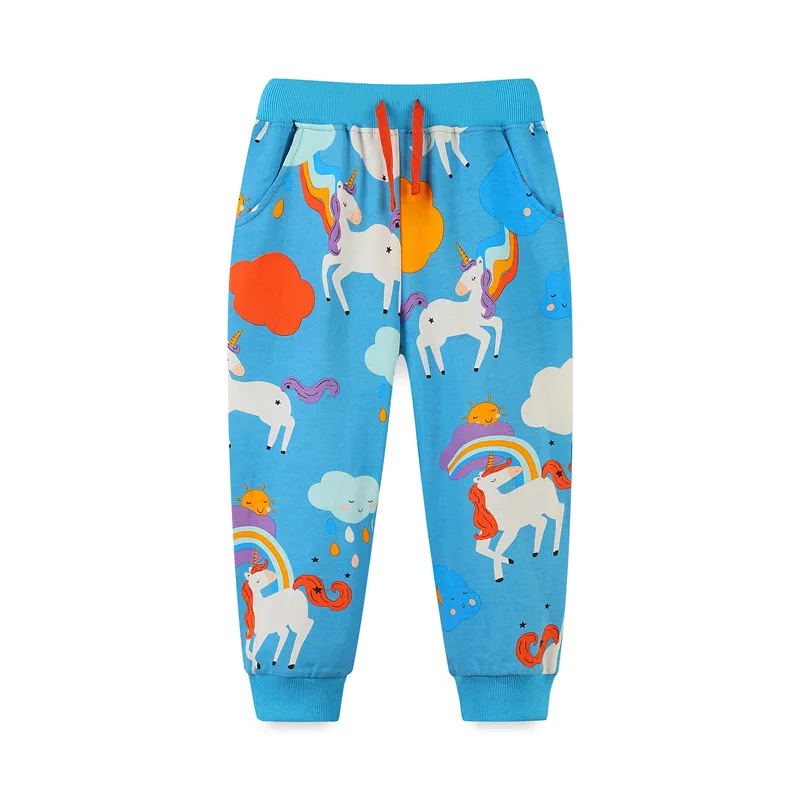

Jumping Meters 2-7T Girls Unicorn Sweatpants Fashion Sport Baby Drawstring Trousers Hot Selling Toddler Autumn Spring Full Pants