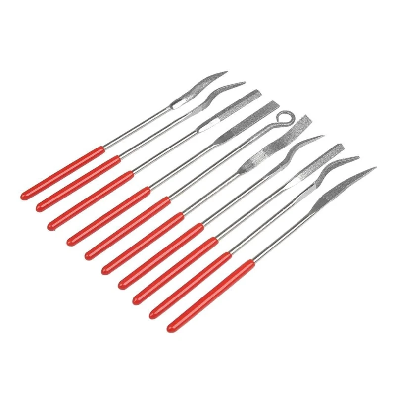 10Pcs 3x140mm Diamond Needle File Set Hand Tools For Fine Filing Polishing Metal Stone Glass Ceramic Wood Carving Craft 4