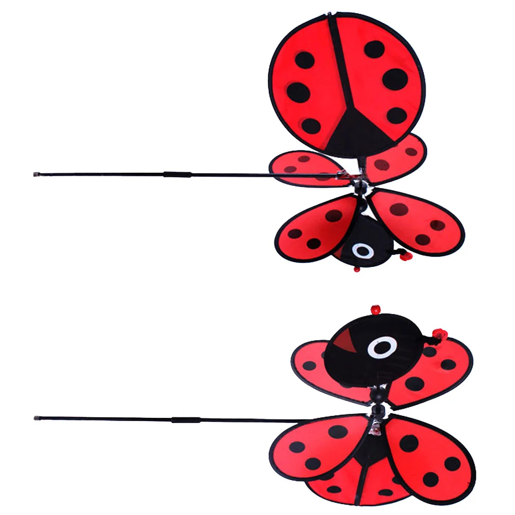 

2 PCS Animal Windmill Outdoor Decorated Toy Statue Ladybug Bee Kids Playthings Fabric Plastic Child Spinners Toys