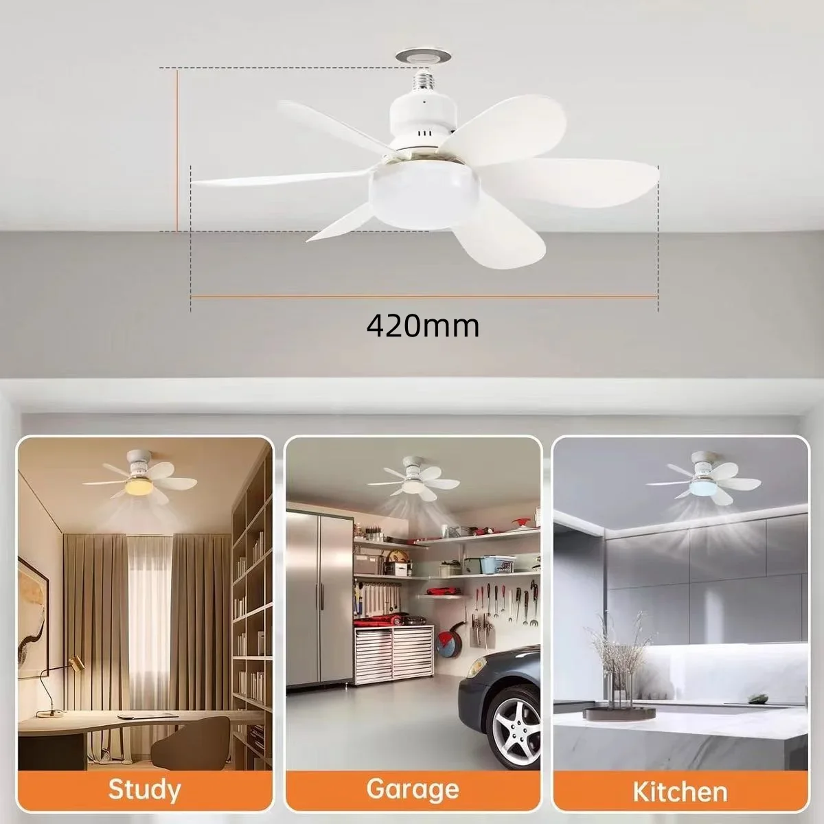 Household detachable fan blades, small fan, restaurant bedroom, intelligent remote control ceiling fan, wind and light adjustmen 3