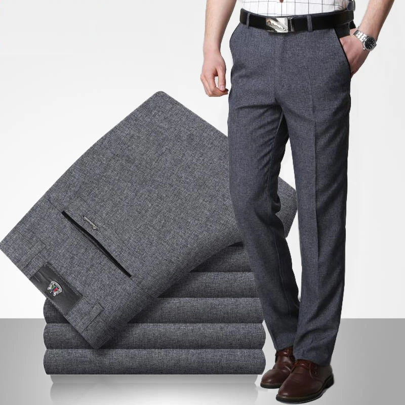 Business Pants Suit Pants Spring Autumn Men's Business Casual Pants Fashion Solid Thicken Trousers Male Brand Suit Pant Black Blue Gray Pant