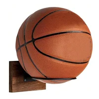 Ball Stand Holder for Basketball Wall Mount Football Display Stand Wood & Metal Storage Rack for Volleyball Softball Scarves 1