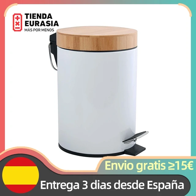 Cubo basura para el baño blanco y dorado 3l