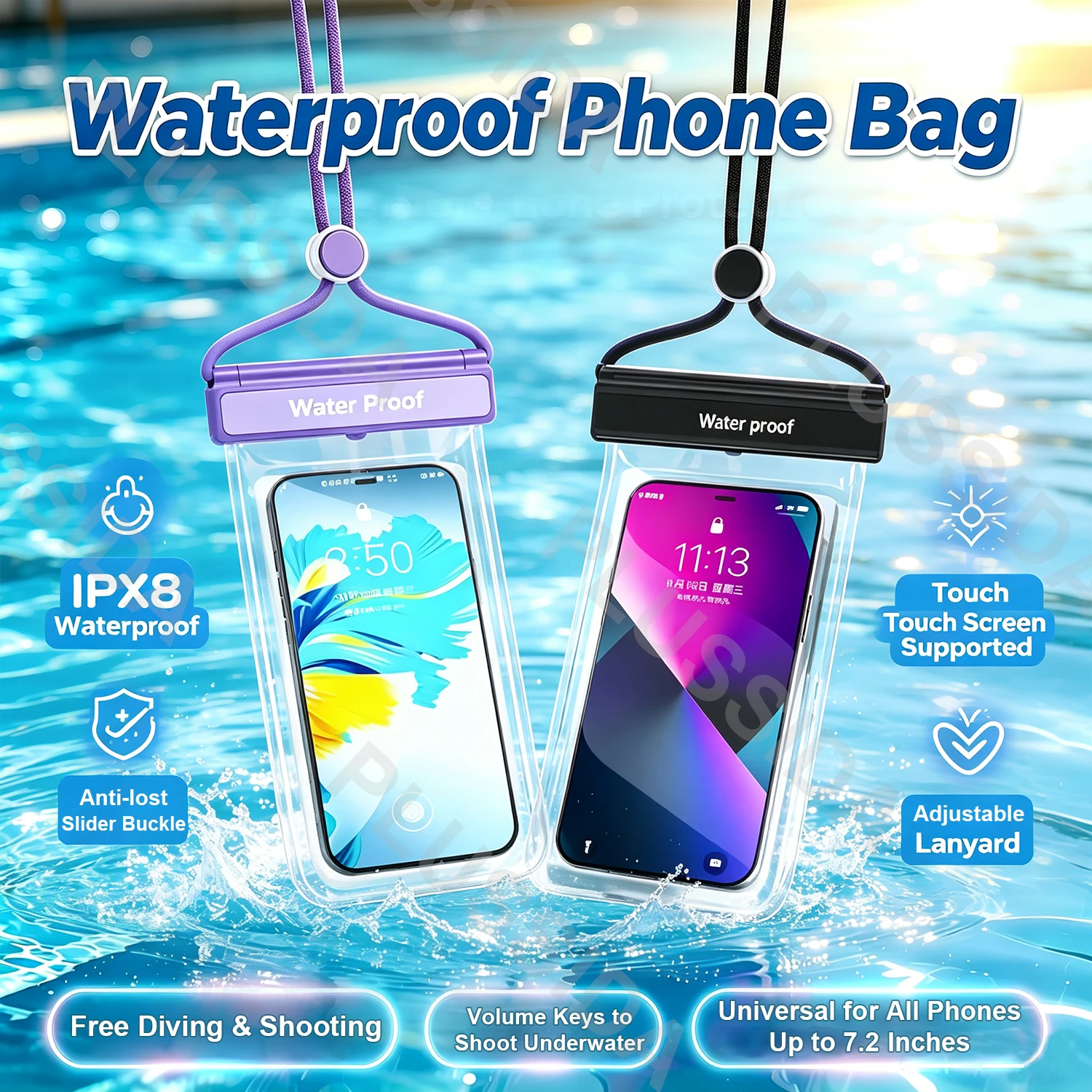 High-Durability IP68 Universal Waterproof Phone Case – Ultra Protective Water Proof Bag Cover