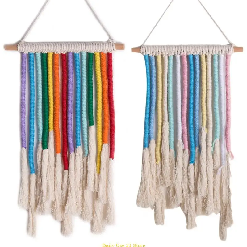 

Rainbow Boho Tapestry Wall Hanging Hand-woven Home Decoration Accessories Nordic Art Tassel Apartment Dorm Room Decor