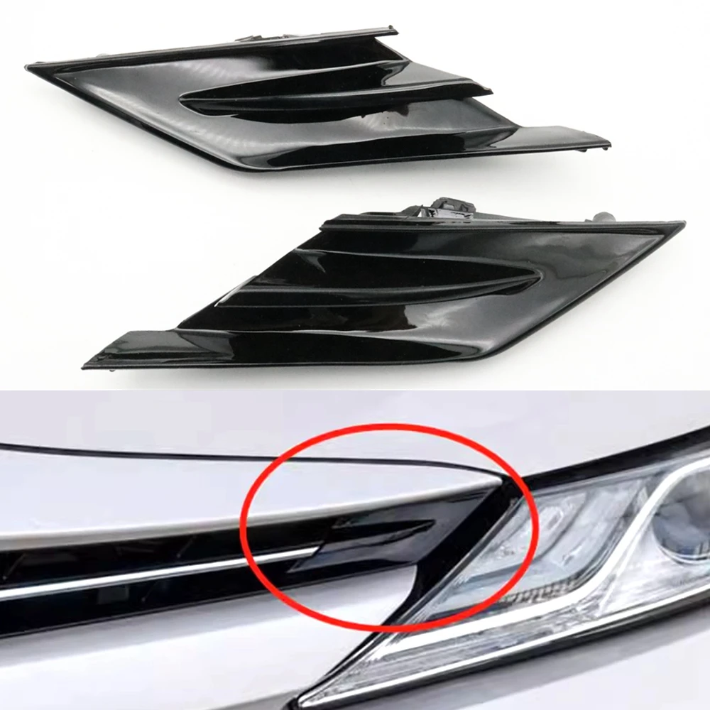 CarGlossyBlackFrontHeadlightSideGrilleMoldingCoverTrimFor