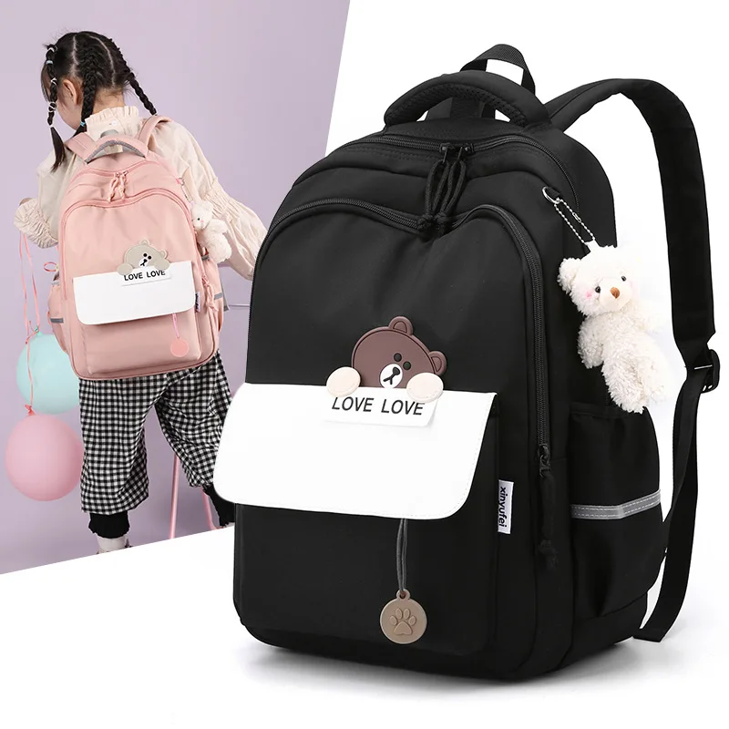 Schoolbags, Grades Three To Six,  Burden Reduction and Spine Protection, Girls' Lightweight Waterproof Backpacks.