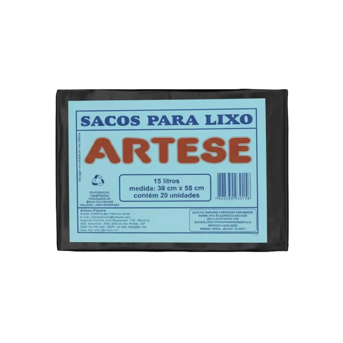Black trash bag 15L 20uni Artese