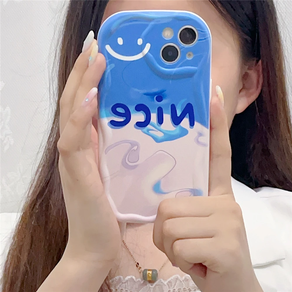 Cute Cartoon Graffiti Case with Curly Wave Edge Cover