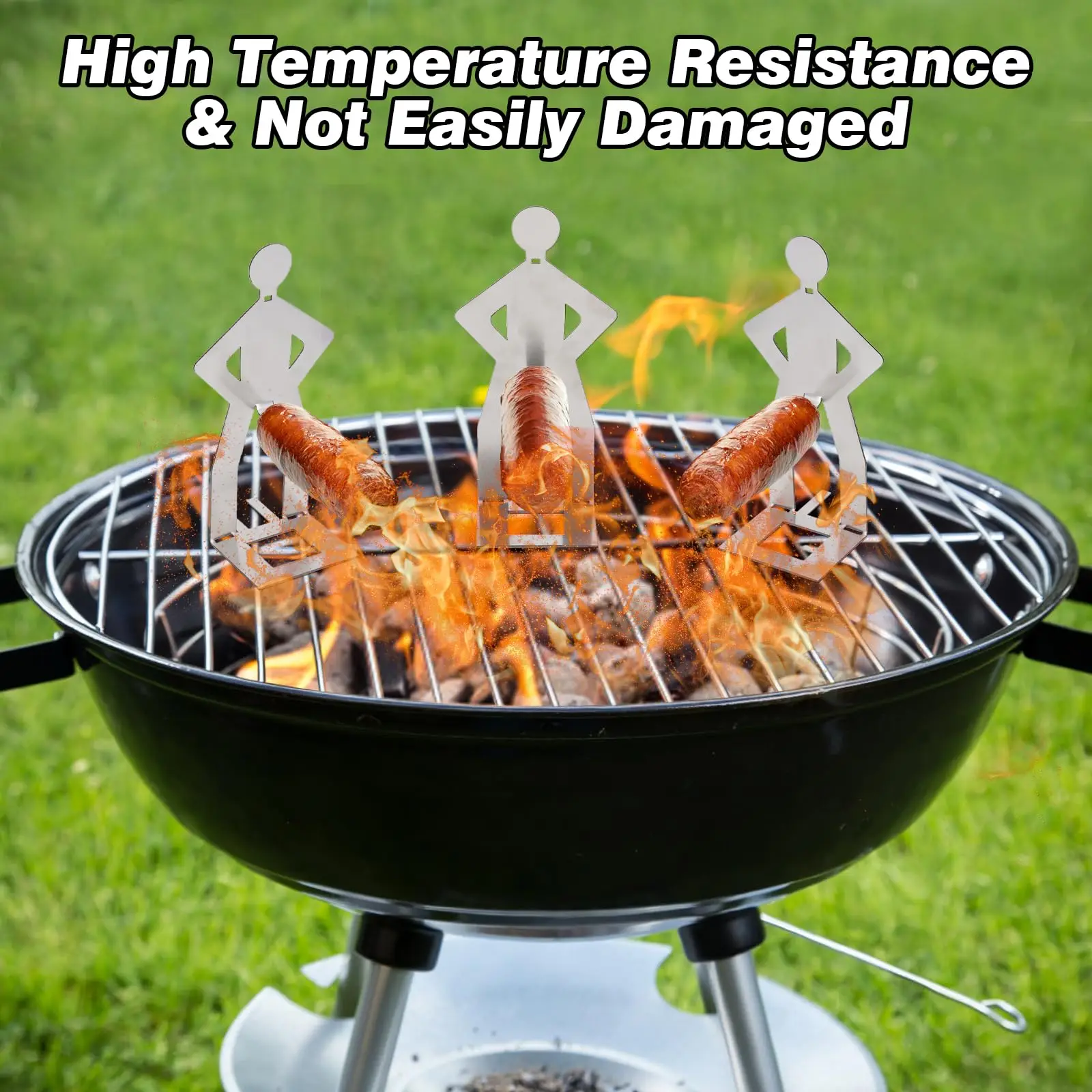 Funny BBQ Stand Man Hot Dog Holder Portable Hot Dog Roaster Reusable Stainless Steel Hotdog and Sausage Stand Grill Accessories