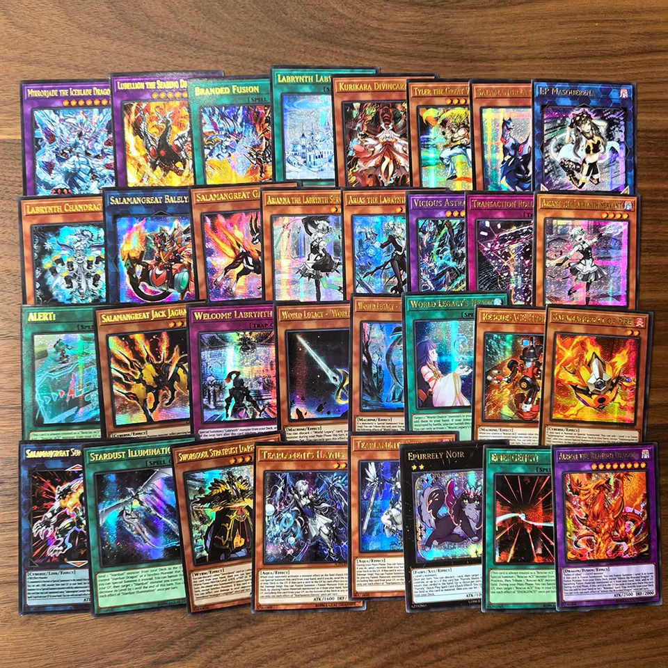 72Pcs YU GI OH Cards with Golden Letter Proxy Shiny Competive Structure Tyler Kurikara Branded yugioh cards in English