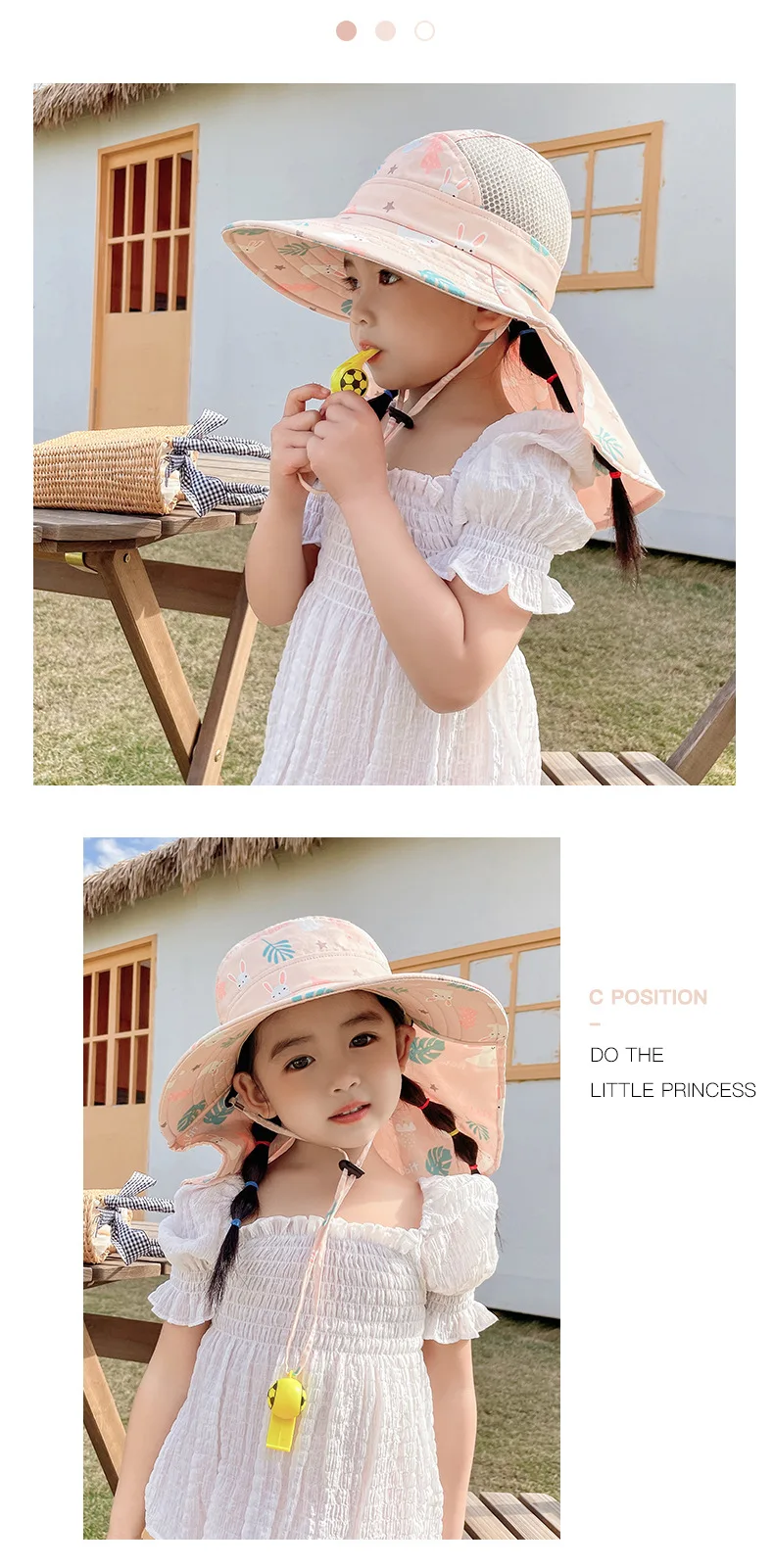 Cappello per bambini, cappello di protezione solare in rete a tesa larga UPF 50+ per ragazzi e ragazze, cappelli da spiaggia dal design arrotolabile con mento regolabile_voghion.com