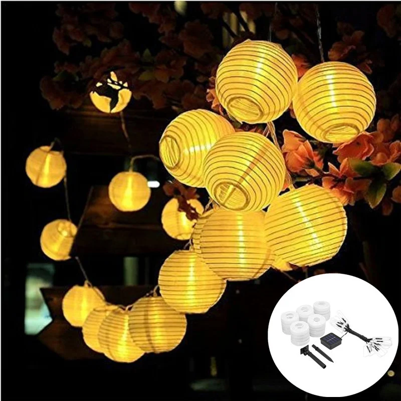 

Solar LED Light Outdoor IP65 Waterproof String Fairy Lights Garden Camping Decoration Garland with 8 Modes Lighting Sun Lantern