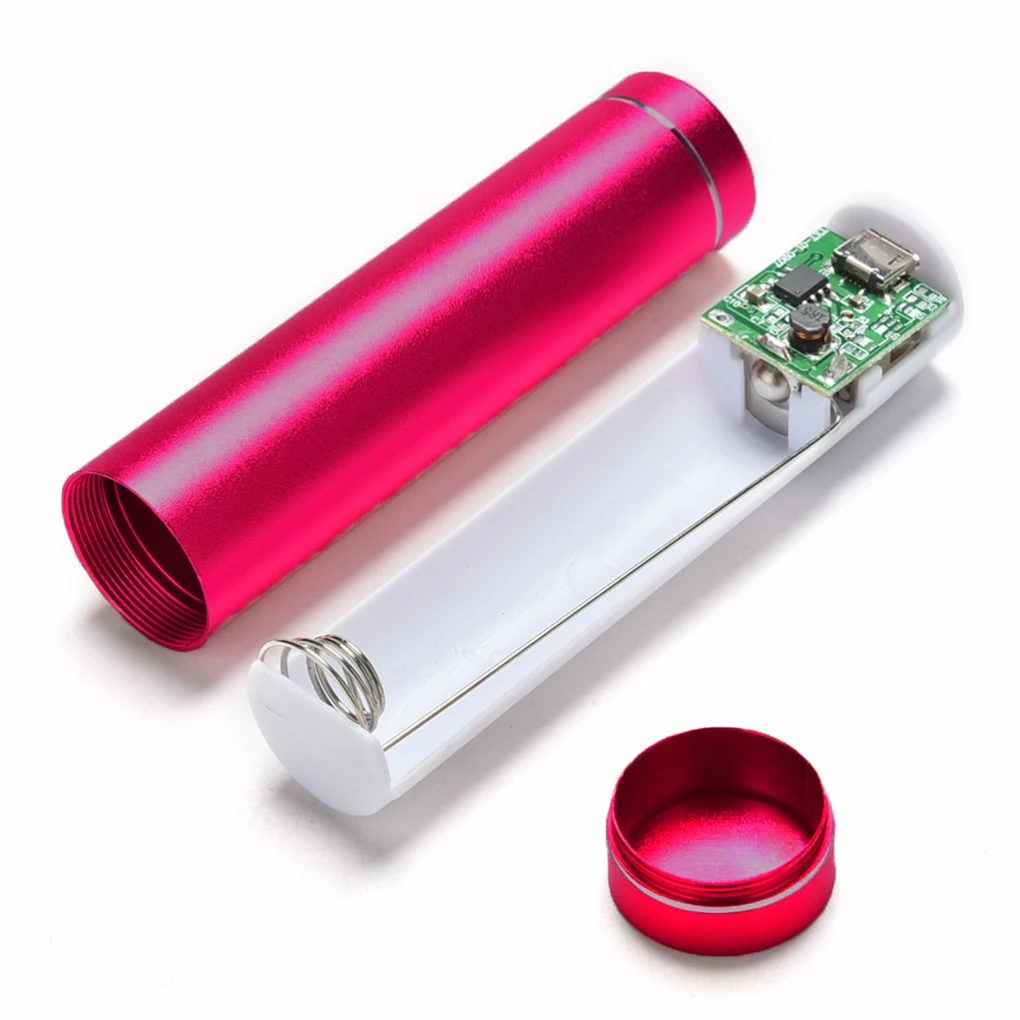 Aluminum Cylindrical Mini Battery Bank Power Back Case Cellphone 18650 Battery Backup Charger DIY Box USB  Battery Charger