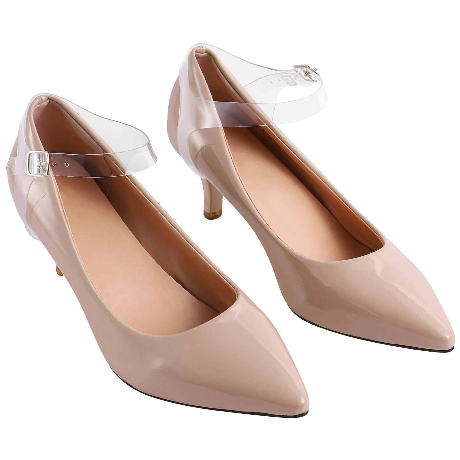 Shoelace Buckle Clear Pumps Women Heels Elastic Laces Detachable Straps Nonslip Ankle Non-slip Shoes shoelace buckle