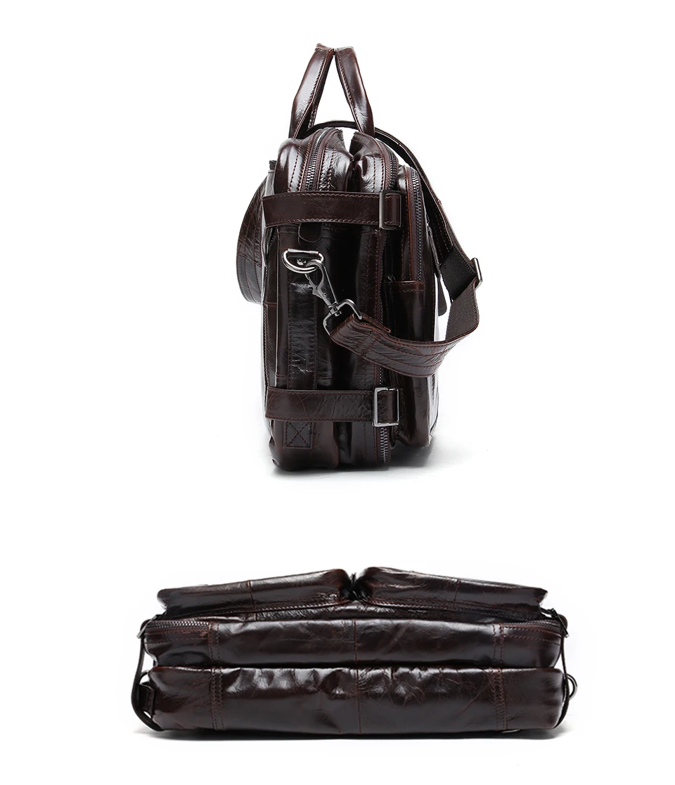Genuine Leather Briefcase Backpack Convertible 15.6 Inches