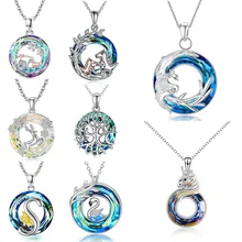  New crystal animal phoenix, polar bear, unicorn, swan, hippo, elk tree of life necklace pendant light luxury jewelry 