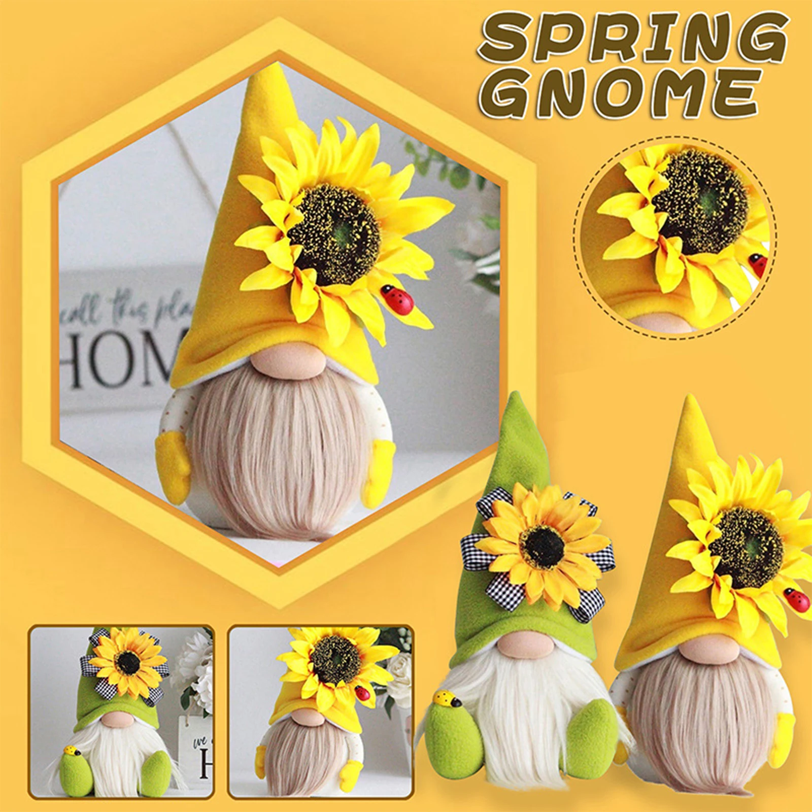 Sunflower Bee Festival Faceless Gnome Faceless Nisse Elf Dwarf Tomte Ornaments Swedish Honey Bee Elfs Home Gifts