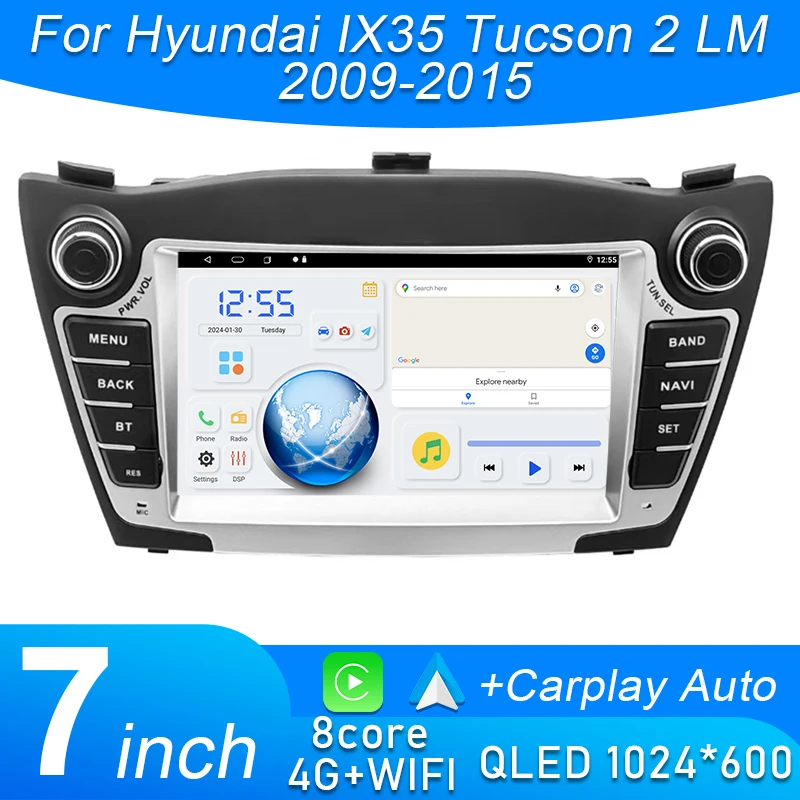 Radio para Auto Android con Carplay, Multimedia, WIFI, Bluetooth para Hyundai IX35 Tucson 2 LM 2009-2015, Actualización de Radio Auto con Wifi, Sin DVD