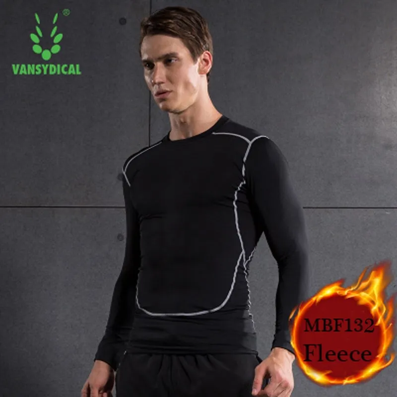 

Men's Sport Compression Shirt Tights Base Layer Fitness Spandex Fleece Running Long Sleeve Bodybuilding Clothes Gym T-shirt