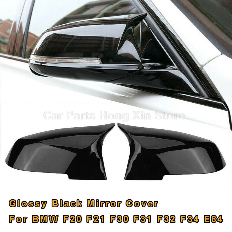Gloss Black M3 Style Mirror Cover Caps For BMW 1/2/3/4 Series & X1 - Clip-On, Power Fold 9 thumbnail image