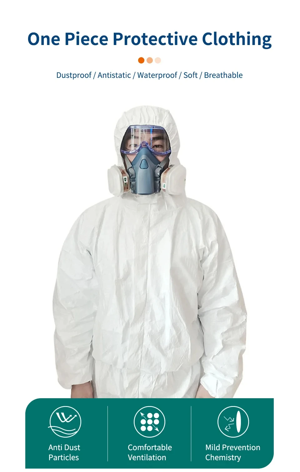 

Dupont Tyvek 1422A Coverall Industrial Protective Clothing Spray Paint Work Disposable Anti Static Dust Chemical Splash Proof