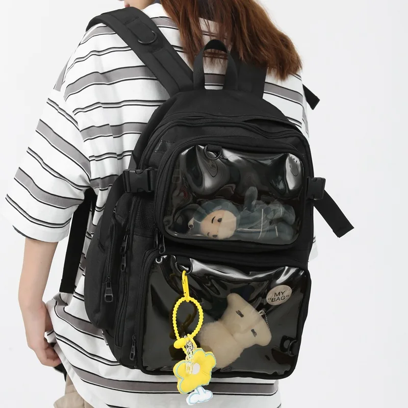 Pain bag new transparent backpack large capacity fashionable detachable small school bag casual middle school student school bag