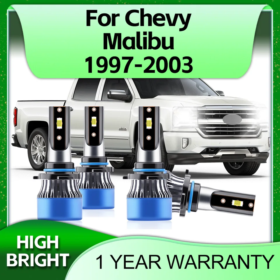 2/4Pcs 160W High Power Led Lamp 6000K 9005 9006 Car Headlight For Chevy  Malibu 1997 1998 1999 2000 2001 2002 2003 - AliExpress, image size:960x960