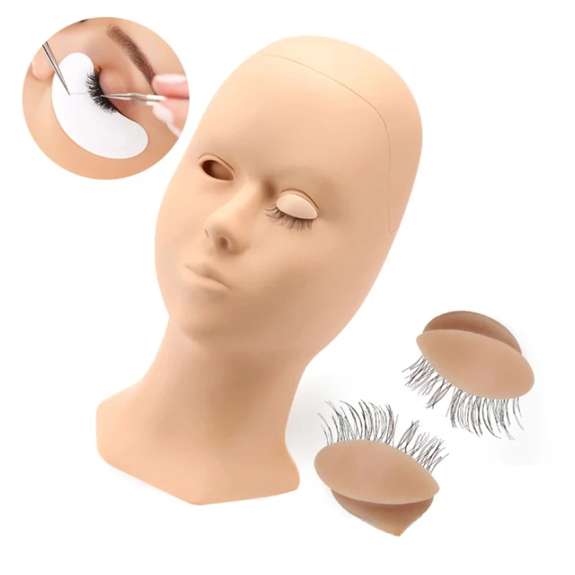 Eyelash Practice Training Mannequin Head 1 pcs Rubber Cosmetology Mannequin  Doll Face Head For Eyelashes Makeup Massage Practice