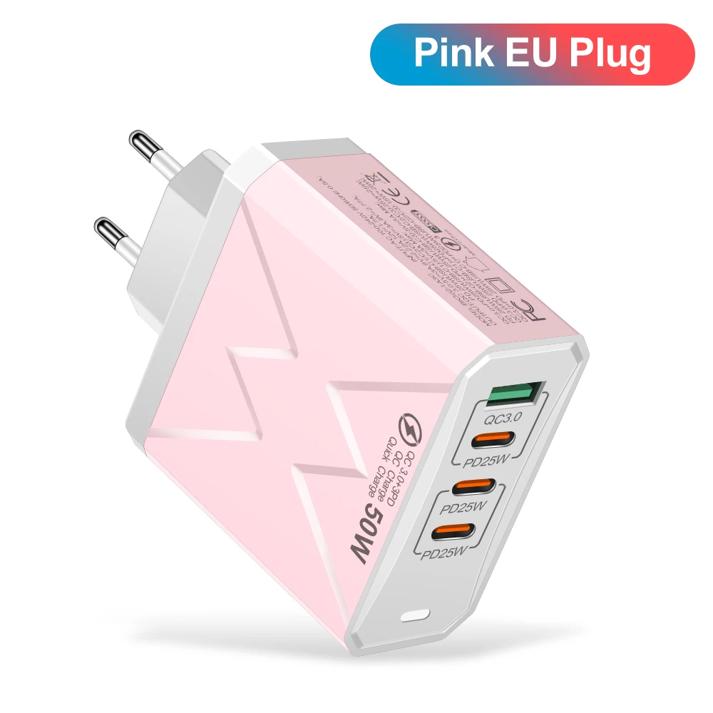 Total 100W 4Ports Charger USB Quick Charging 3.0 Mobile Phone Wall Adapter For iPhone Samsung Xiaomi Huawei Fast Charge
