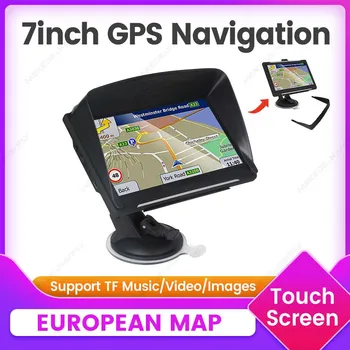 Navigazione GPS per auto Touch screen da 7 pollici Europa Navigatore GPS Camion Parasole Sat Nav Mappa Navigatori GPS Supporto TF Musica Video FM