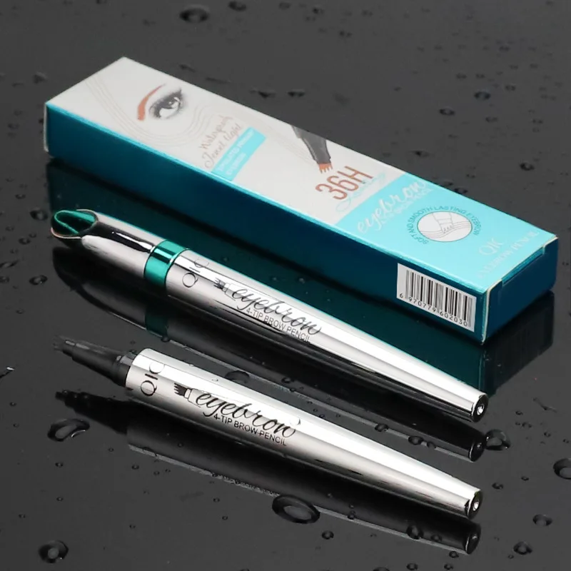 Four-Jaw Ultra-Fine Liquid Eyebrow Pencil 3D Waterproof Tip Tattoo Cosmetic Long Lasting Natural Dark Brown Liquid Eye Brow Pen 4