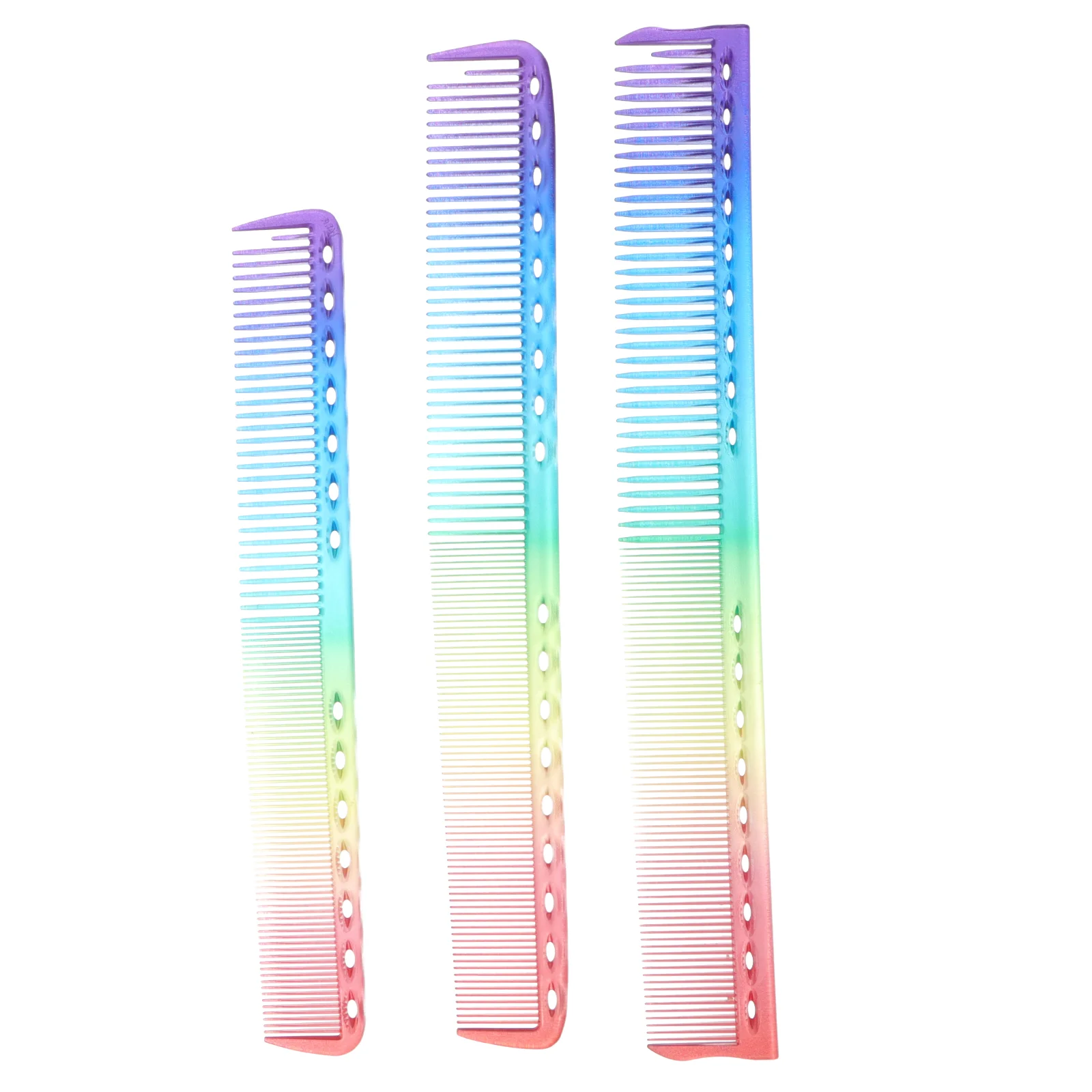 

3 Pcs Rainbow Hair Comb Round Brush Barber Travel Kit Plastic Styling Haircut Cutting