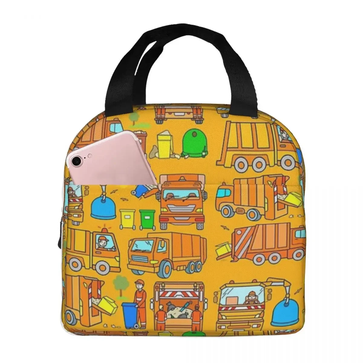 

Garbage Truck Design Trashtrucks Rubbish Collection Vehicles Insulated Lunch Bags Picnic Bags Lunch Tote for Woman Work Children