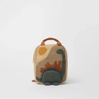 Baby Toddler Cartoon Dinosaur Backpacks With Zipper Soft Color Matching Canvas Skin Two-shoulder Bags Small Children Schoolbag 2