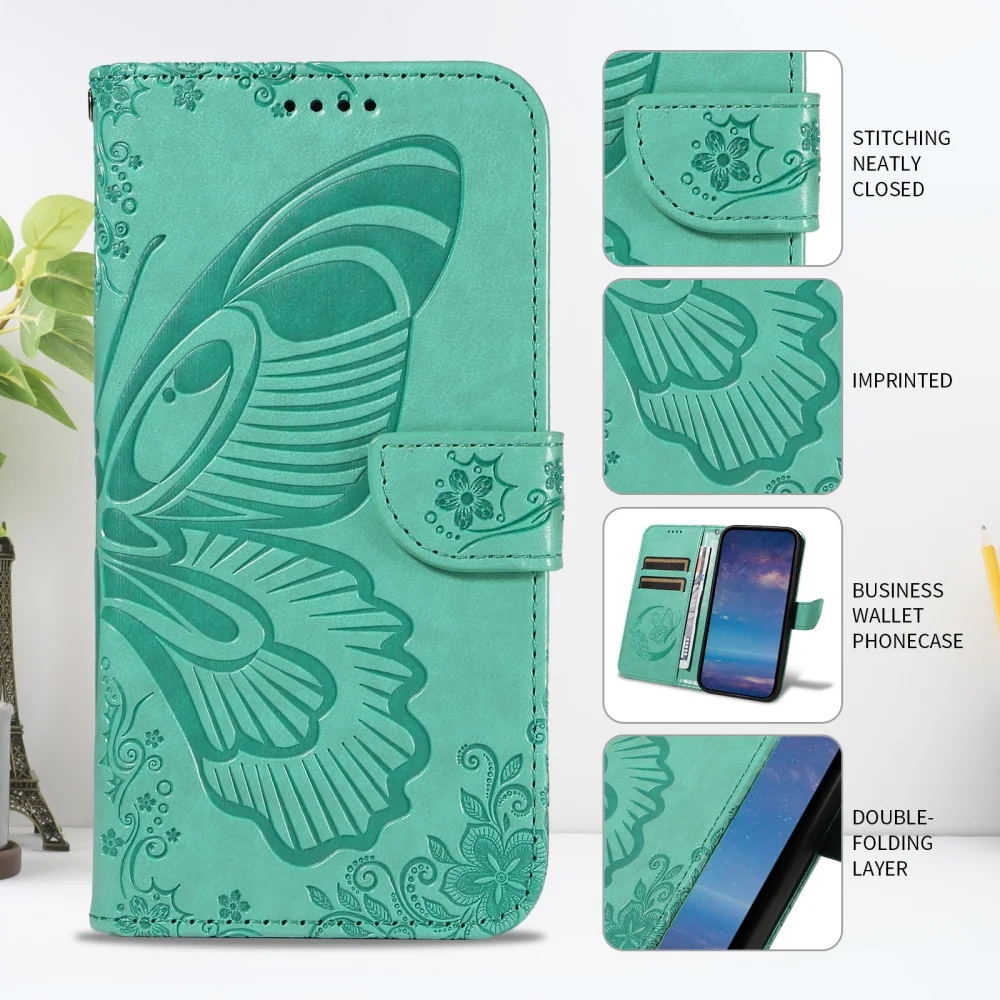 Luxury Leather Flip Wallet Phone Case with Card Holder and Protective Cover