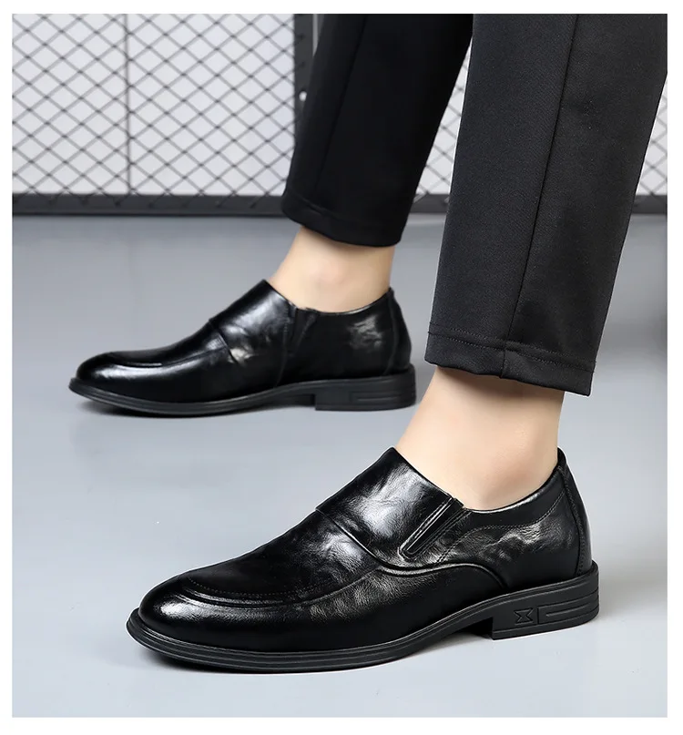 Zapatos 100% de cuero genuino para hombre, calzado de negocios