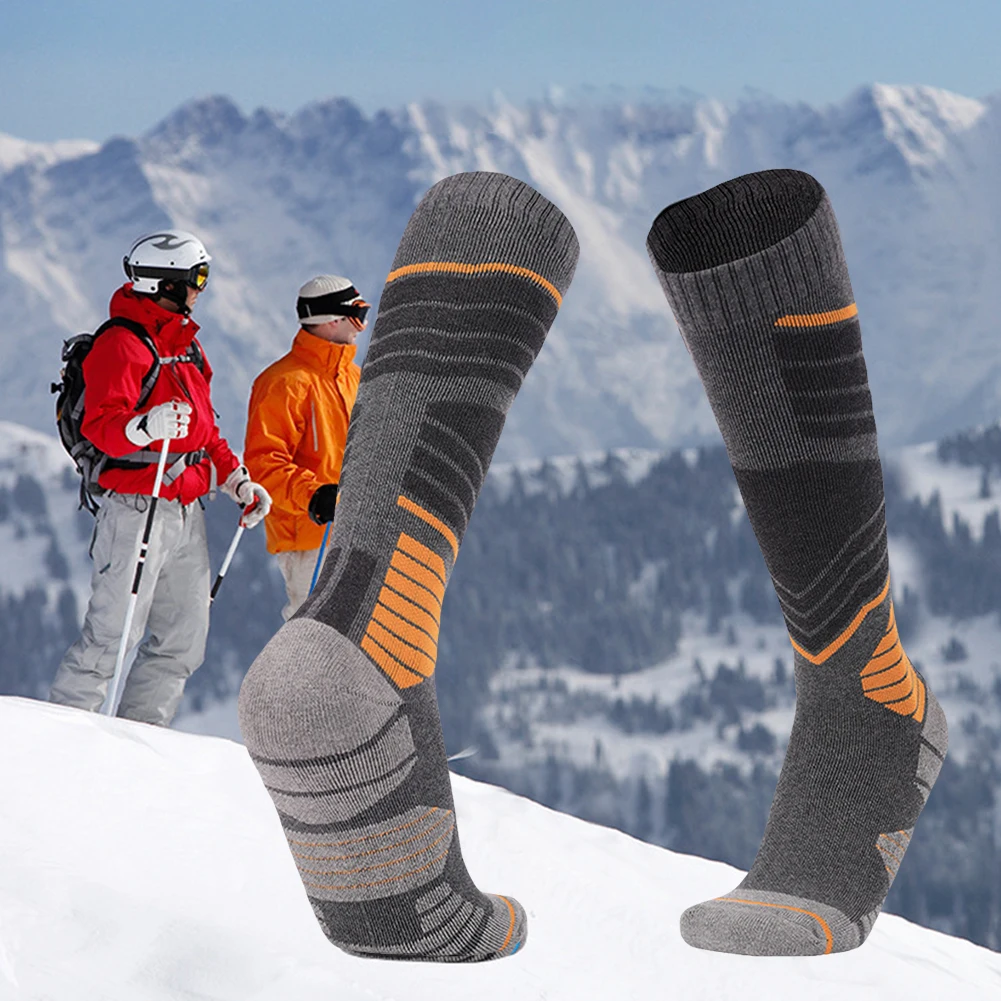 1Pair Winter Warm Thickening Ski Socks For Men Windproof Outdoor Snow Sport Travel Skiing Anti-Cold Thermal Mid Calf Stockings