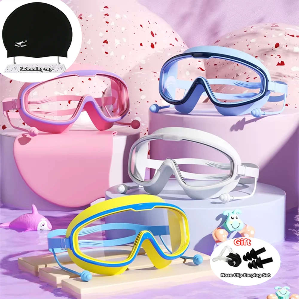 Large Frame Swimming Goggles for Adults Kids Antifog Swim Glasses Waterproof Multi color to Choose