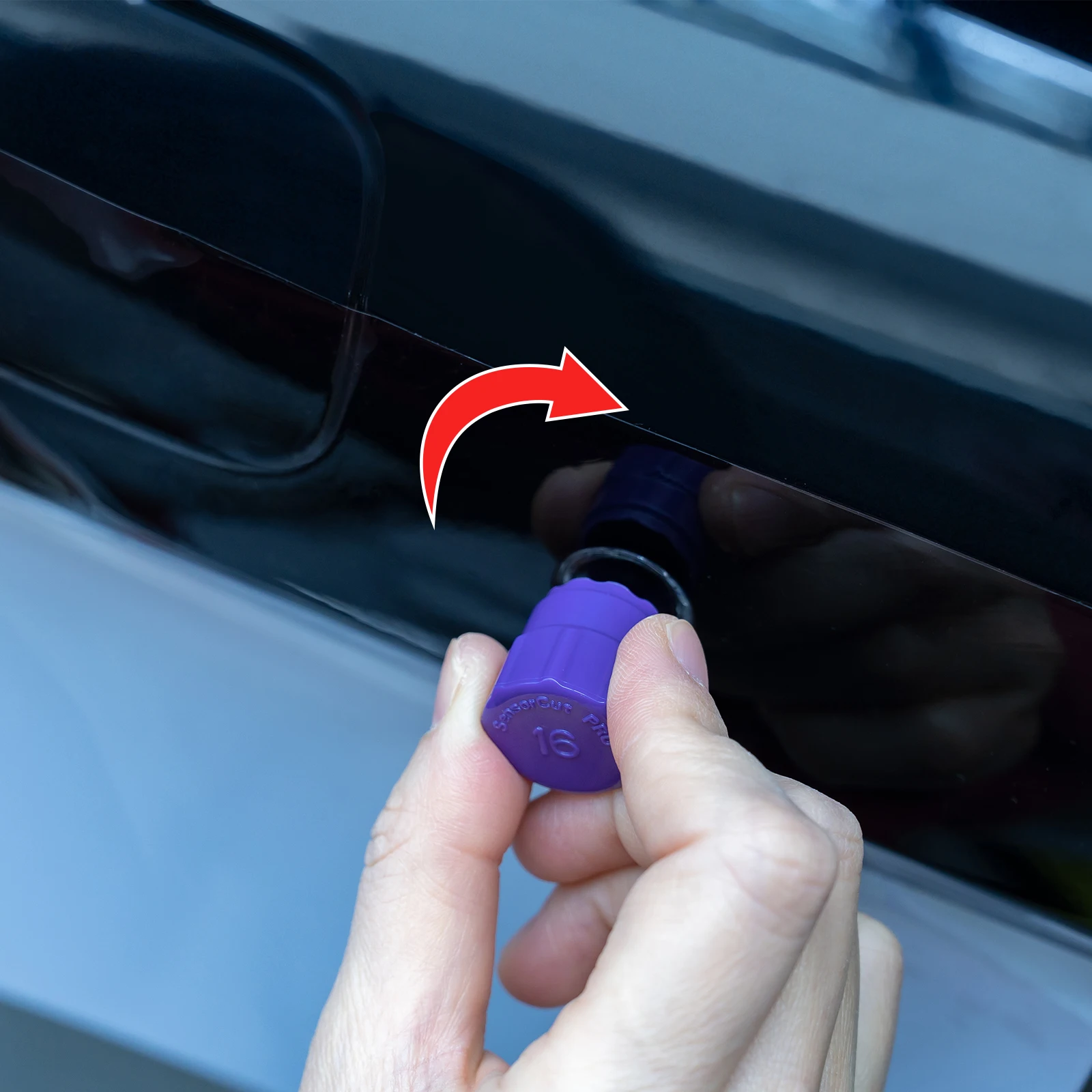 EHDIS 1625mm 센서 절단 공구 자동차 주차 레이더 구멍 색상 변화 비닐 필름 스티커 정밀 컷아웃 템플릿 3개/팩