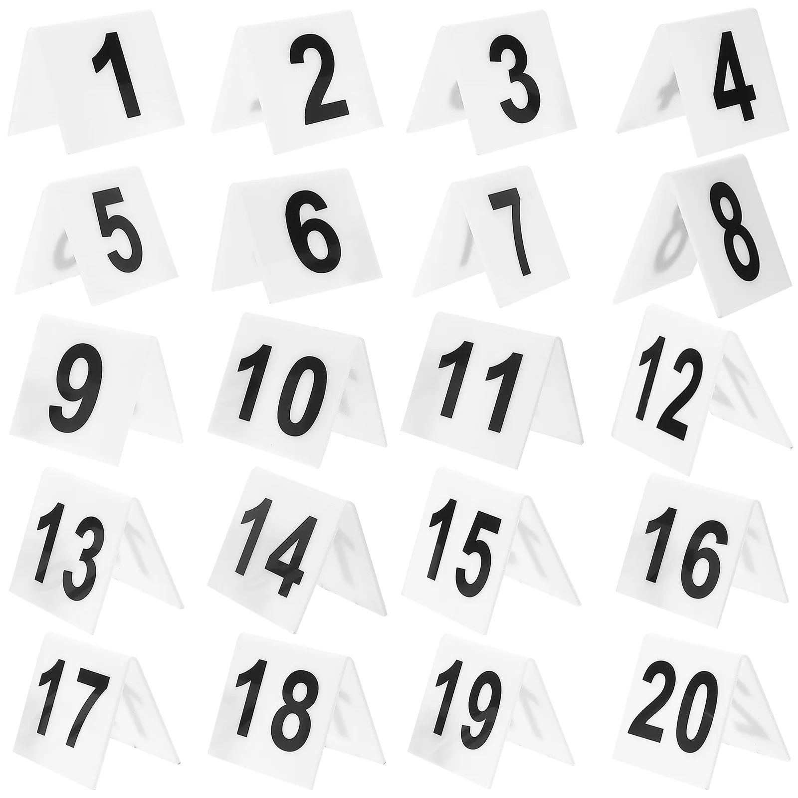 20 Pcs Restaurant Number Plate Table Numbers Supply Game Accessory White Double Sided Evidence Marker Reusable
