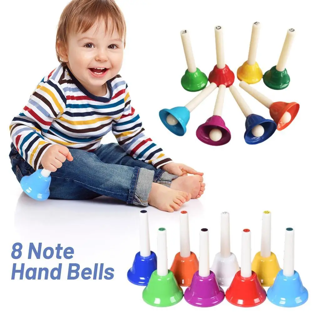 Diatonic Metal Hand Bell 8 Notes Educational And Fun Toy for Children 8pcs