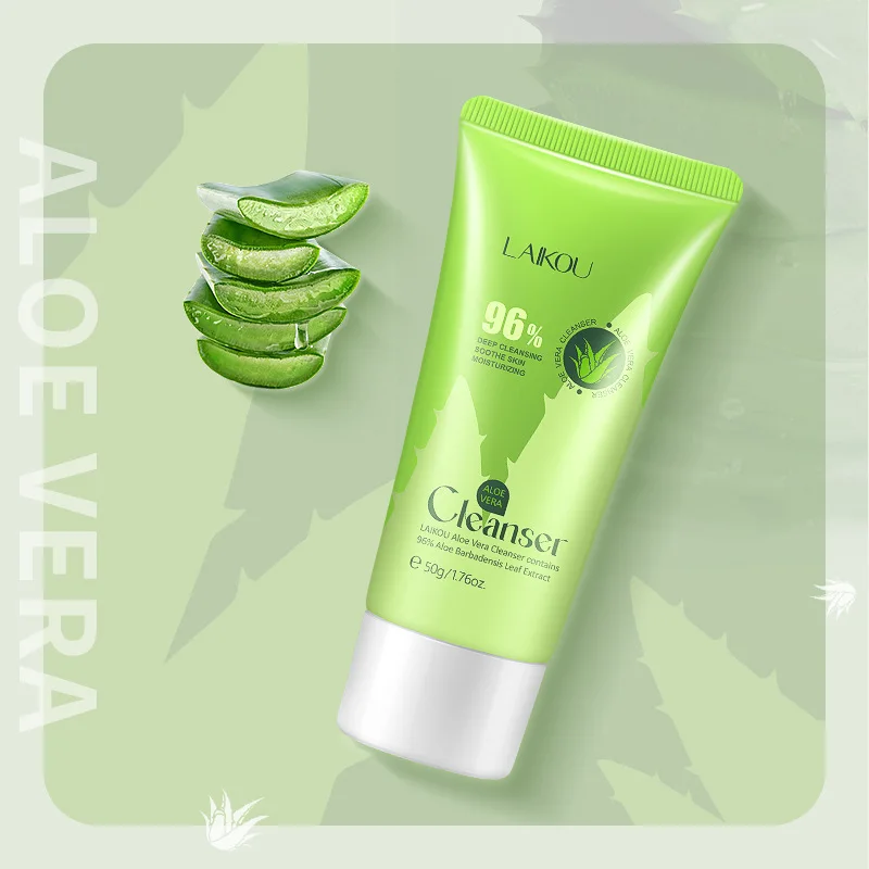 

1PC LAIKOU Aloe Vera Gel Face Cleanser Amino Acid Anti Winkle Whitening Moisturizing Soothe Skin Deep Cleaning Skin Care 50g